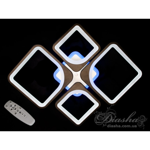 Люстра стельова LED Diasha 8060/2+2BK, 100W, 3200K-6000K, чорний метал, сучасний стиль, пульт дистанційного керування