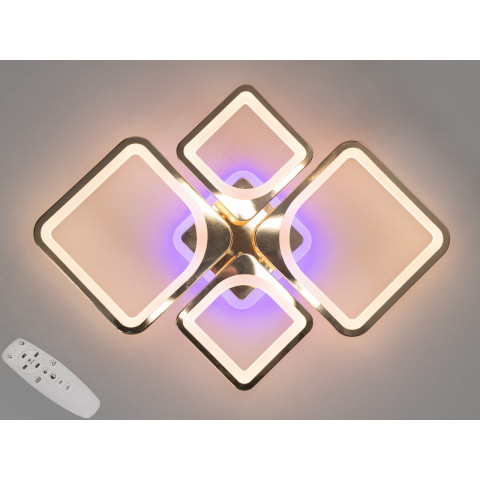 Люстра стельова LED Diasha 8060/2+2G, 100W, 3200K-6000K, золото, сучасний стиль, з пультом, акрилова