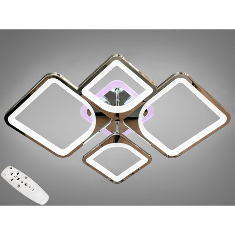 Стельовий світильник LED Diasha 8060/2+2HR, 100W, 3200K-6500K, хром, акрил, сучасний стиль з пультом, димером, підсвічуванням