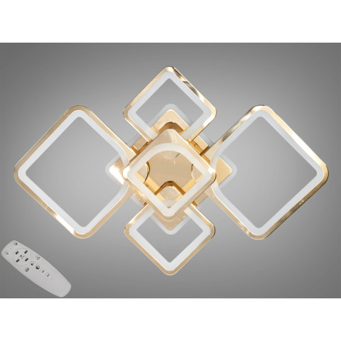 Люстра стельова LED Diasha 8060/2+3G, 95W, 3200K-6500K, золото, сучасний стиль, з пультом, диммером, підсвіткою