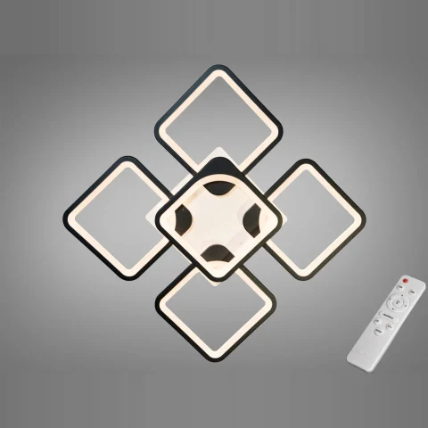 Люстра стельова LED Diasha 8060/4+1BK 115W, 6325 лм, чорна, сучасний стиль, діаметр 57 см