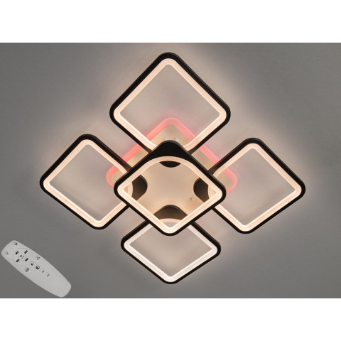 Люстра стельова LED Diasha 8060/4+1BK, 150W, 3200K-6500K, чорний метал, сучасний стиль, з диммером, пульт ДУ