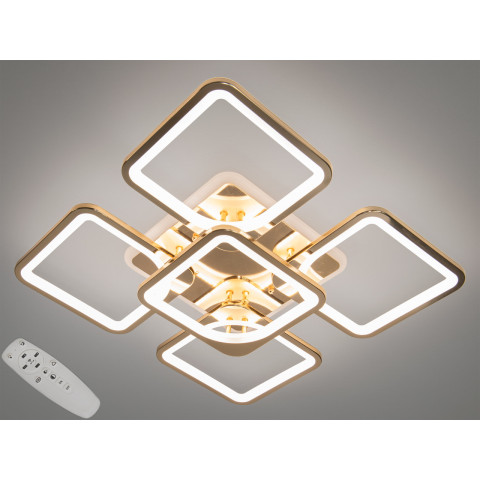 Люстра стельова LED Diasha 8060/4+1G, 150W, 6500K, золото, сучасний стиль з пультом та диммером