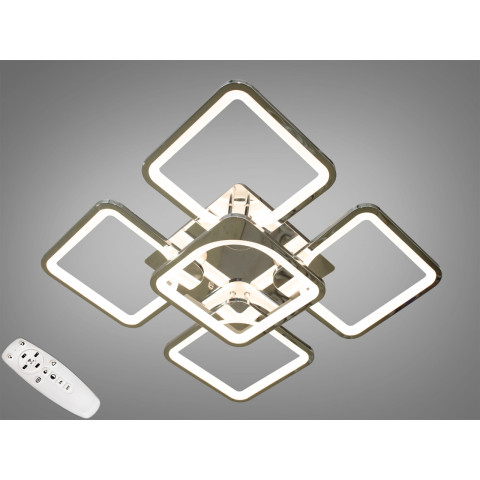 Люстра стельова LED Diasha 8060/4+1HR 115W, 6325 лм, хром, сучасний стиль для вітальні, спальні, коридору