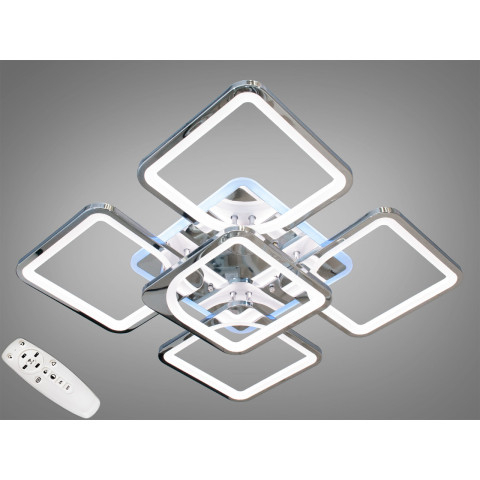 Люстра стельова LED Diasha 8060/4+1HR, 150W, 4100K, сріблястий метал, сучасний стиль для вітальні