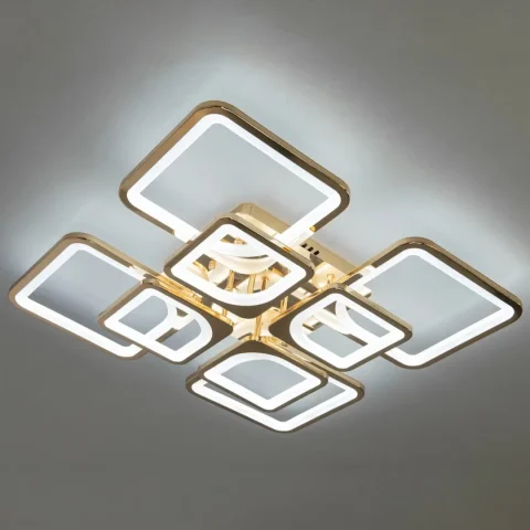 Стельова LED-люстра Diasha 8060/4+4G 135W, Ø60×14 см, 3 кольори світла, диммер, пульт
