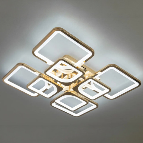 Стельова LED-люстра Diasha 8060/4+4G 135W, Ø60×14 см, 3 кольори світла, диммер, пульт