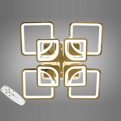 Люстра стельова LED Diasha 8060/4+4G 190W, 3200–4100–6500K, золото