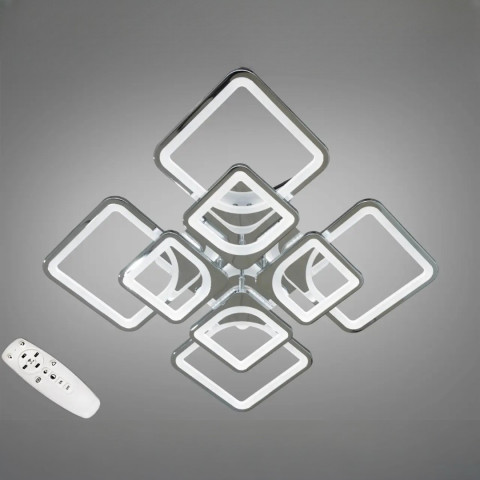 Стельова LED-люстра Diasha 8060/4+4HR 110W, Ø60×14 см, 3 кольори світла, диммер, пульт
