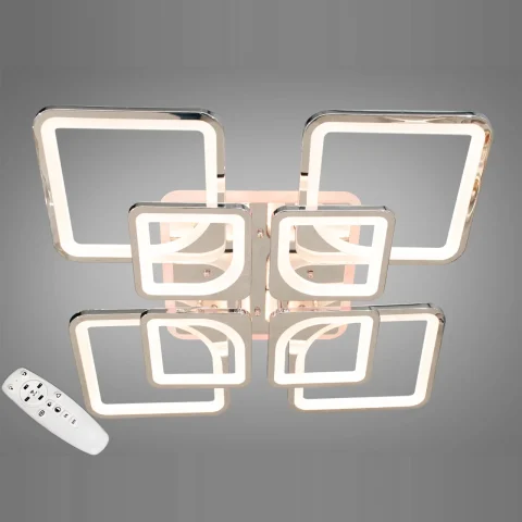 Люстра стельова LED Diasha 8060/4+4HR, 190 Вт, 3200–4100–6500 К, хром, сучасна