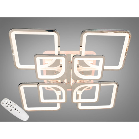 Люстра стельова LED Diasha 8060/4+4HR, 190W, 3200K-6500K, хром, сучасний стиль для кухні, вітальні, спальні, дитячої, коридору