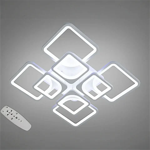 Стельова LED-люстра Diasha 8060/4+4WH 165W, Ø60×14 см, 3 кольори світла, диммер, пульт