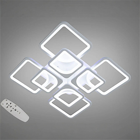 Стельова LED-люстра Diasha 8060/4+4WH 165W, Ø60×14 см, 3 кольори світла, диммер, пульт
