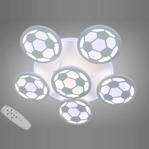 Люстра стельова LED Diasha 8065/5+1WH 105W, 3200K-6500K, білий акрил, футбольний м’яч