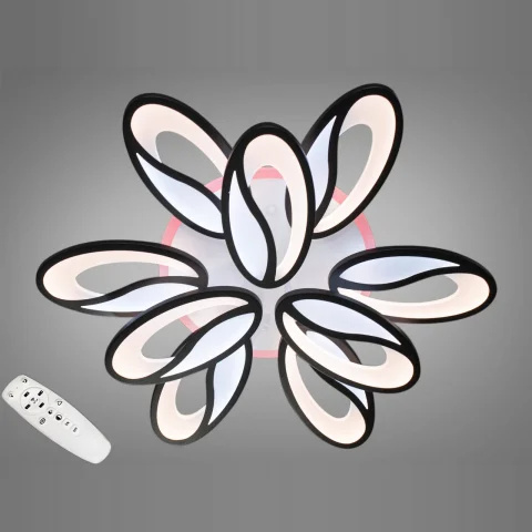 Люстра стельова LED Diasha 8090/6+3BK, 150W, 4100K/3200K/6500K, чорна, акрил