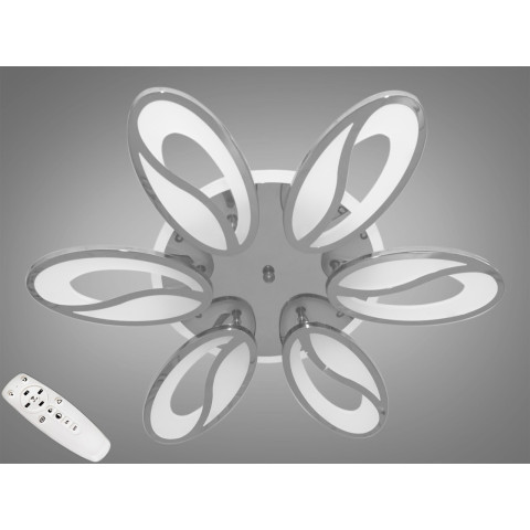 Люстра стельова LED Diasha 8090/6HR, 105W, 4100K/3200K/6500K, метал, акрил, сучасний стиль, з пультом, диммером