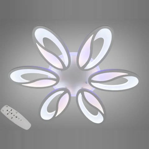 Потолочная люстра LED Diasha 8090/6WH с пультом и диммером, 6 ламп, 5775 лм, 3200–6500K, белый металл