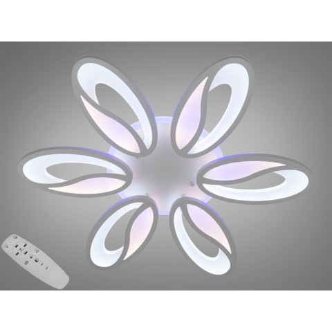 Люстра стельова LED Diasha 8090/6WH, 80W, 3200K-6500K, білий метал, сучасний стиль, з пультом, диммер, для дому