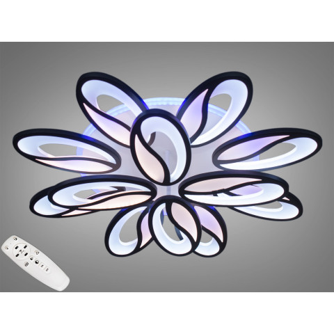 Люстра стельова LED Diasha 8090/8+4BK, 190W, 4100K, чорний метал, сучасний стиль для дому