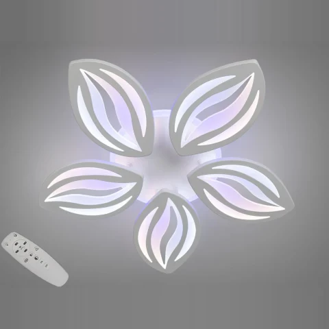 Потолочная люстра LED Diasha 8092/5WH, 75W, 3200K–6000K, белый металл, современный стиль (смарт с пультом и диммером)