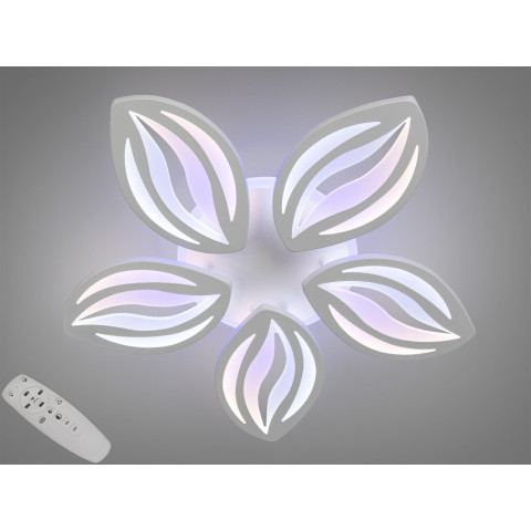 Люстра стельова LED Diasha 8092/5WH, 75W, 3200K-6000K, білий метал, сучасний стиль, смарт з пультом, димером