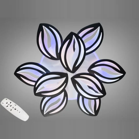Люстра стельова LED Diasha 8092/6+3BK, 165W, 3200K-6500K, акрил, чорний метал