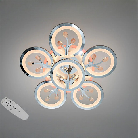 Стельовий LED-світильник «Квіткове сяйво» Diasha 8135/5+1HR — 95 Вт, диммер, пульт, 6 світлових кілець