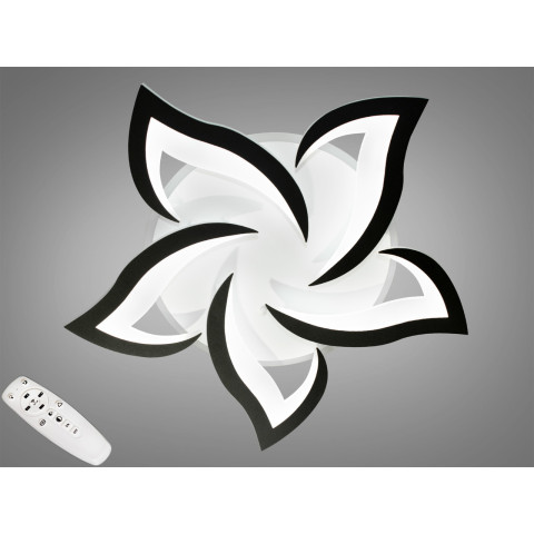 Люстра стельова LED Diasha 8146/5BK, 75W, 3200K-6500K, чорний метал, акрил, сучасний стиль з пультом і диммером