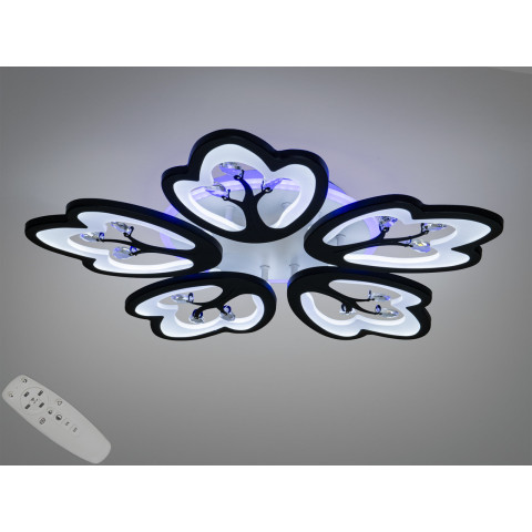 Стельова LED люстра Diasha 8148/5BK LED 3color чорна 5 пелюсток пульт димер