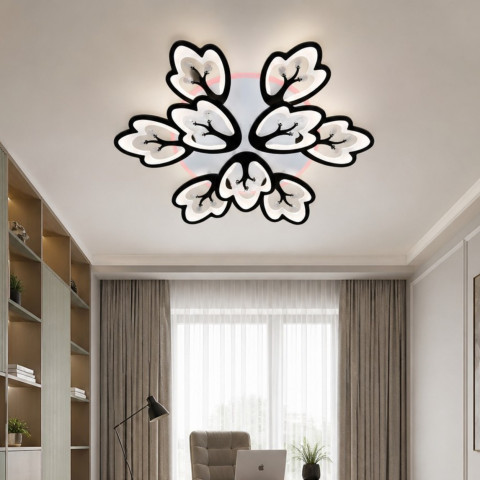 Дизайнерська стельова LED люстра Diasha 8148/6+3BK Petal чорна, 9 плафонів, 185 Вт, 80 см, 16-25m2