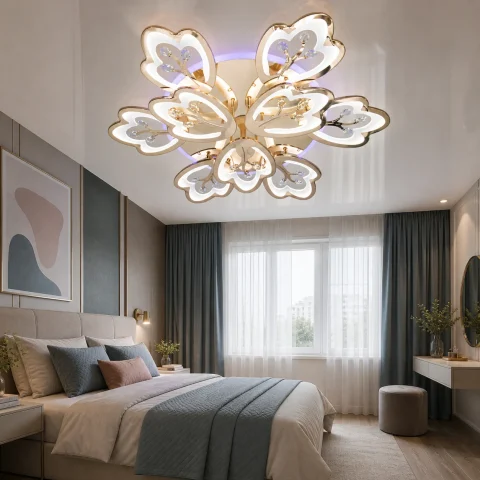 Стельова LED люстра Diasha 8148/6+3G золото, 9 модулів, 185 Вт, 80 см, 16–25 м²