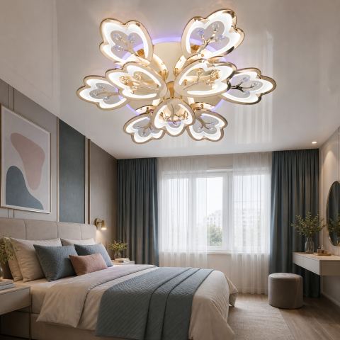 Стельова LED люстра Diasha 8148/6+3G золото, 9 модулів, 185 Вт, 80 см, 16-25m2
