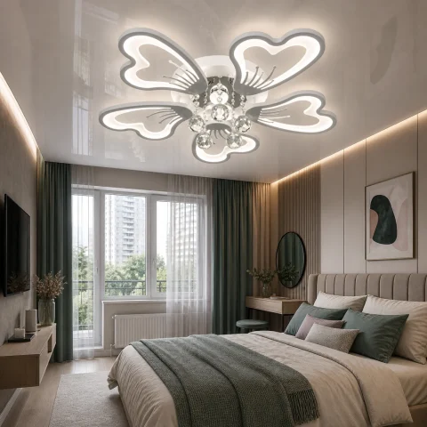 Стельова LED-люстра Diasha 8154/5WH біла, 5 пелюсток, 75 Вт, 55 см, 10–16 м²