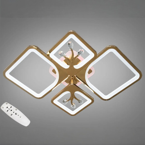 Стельова LED-люстра Diasha 8157/2+2G 83W, 68×49×12 см, 3 кольори світла, золото