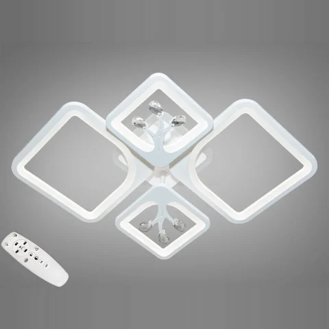 Потолочный светильник LED Diasha 8157/2+2WH 100W, 3200K-6000K, белый металл, с пультом Потолочный светильник LED Diasha 8157/2+2WH 100W, 3200K-6000K, белый металл, с пультом