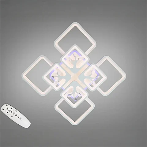 Стельова LED-люстра Diasha 8157/4+4WH 190W, 60×60×12 см, 3 кольори світла, диммер, пульт