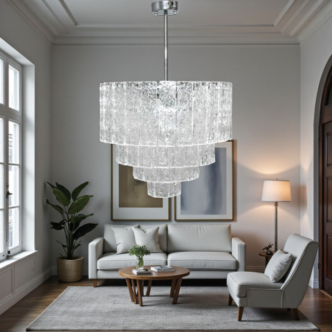 Підвісна кришталева люстра Diasha 816/500CH — 9×E14, 49×70 см, хром