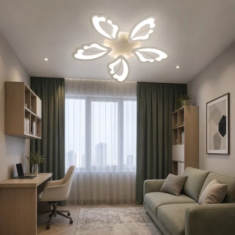 Стельова LED-люстра Diasha 8166/5WH біла «квітка», 80 Вт, 64 см