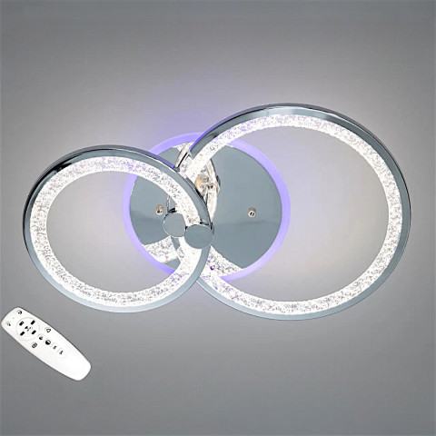 Стильна стельова LED-люстра для спальні Diasha 8180/2HR, хром, 55 W, 33×53 см, підсвітка