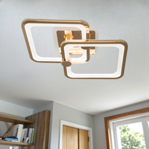 Сучасна стельова LED-люстра для дитячої Diasha 8208/2G LED 3color dimmer — золота, 50 Вт, 33×42 см