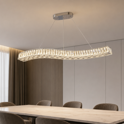 Світлодіодна люстра підвісна Artlight 8220-1000LCH з хвилеподібним кришталевим корпусом, 63W Світлодіодна люстра підвісна Artlight 8220-1000LCH з хвилеподібним кришталевим корпусом, 63W