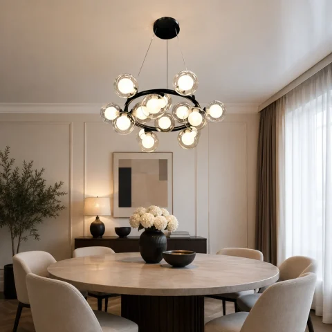Підвісна люстра Artlight 1102/15BK з 15 скляними плафонами G9, чорна, від 13-20 м² Підвісна люстра Artlight 1102/15BK з 15 скляними плафонами G9, чорна, від 13-20 м²