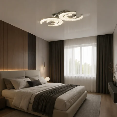Світлодіодна люстра Splendid Ray L1655/2+2 LED (CH), білий, хром, 84 Вт, від 4-12 м²