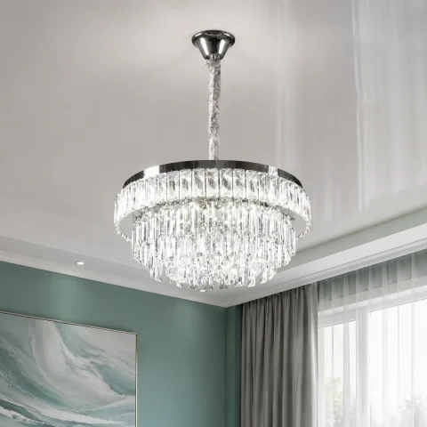 Splendid Ray L1195/500/5+LED (CR) — кришталева люстра хром, 50 см, на 5 ламп E14 з LED та пультом