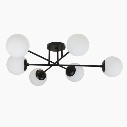 Люстра у сучасному стилі з круглими плафонами Levistella 7529804-6 BK+WH, 6×E27
