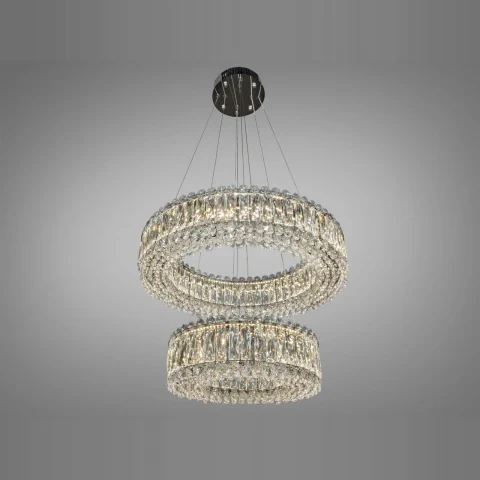 Люстра стельова LED Diasha 8693-600+400CH, 85 Вт, хром, кришталева, регульована висота, підвісна (пульт) Люстра стельова LED Diasha 8693-600+400CH, 85 Вт, хром, кришталева, регульована висота, підвісна (пульт)