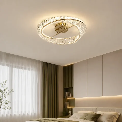 Золота стельова кришталева LED-люстра Artlight 562/500GD зі спіральним кільцем, 58 Вт, від 10-18 м²