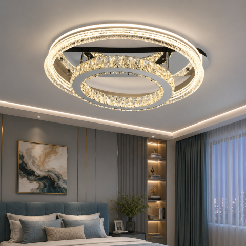 Стельова LED люстра Diasha 8811/600+400A хром 120 Вт кришталь пульт