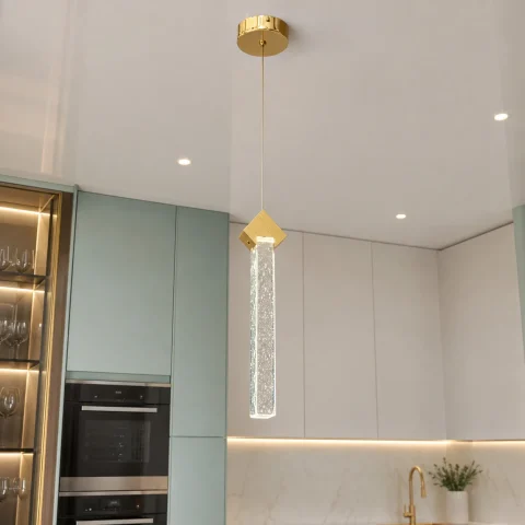 Одиночний золотий LED підвіс зі склом та бульбашками Artlight B2317/1 для кухні та бара