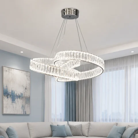 Підвісна кришталева LED-люстра Artlight 531/600CH у вигляді переплетених кілець, хром, 153 Вт, від 16-25 м²